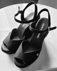 Calvin Klein Oryginalne Sandały WEDGE Czarne na Koturnie Rozmiar 36
