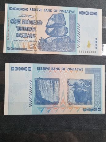 100 trylionów dolarów Zimbabwe - nieużywane