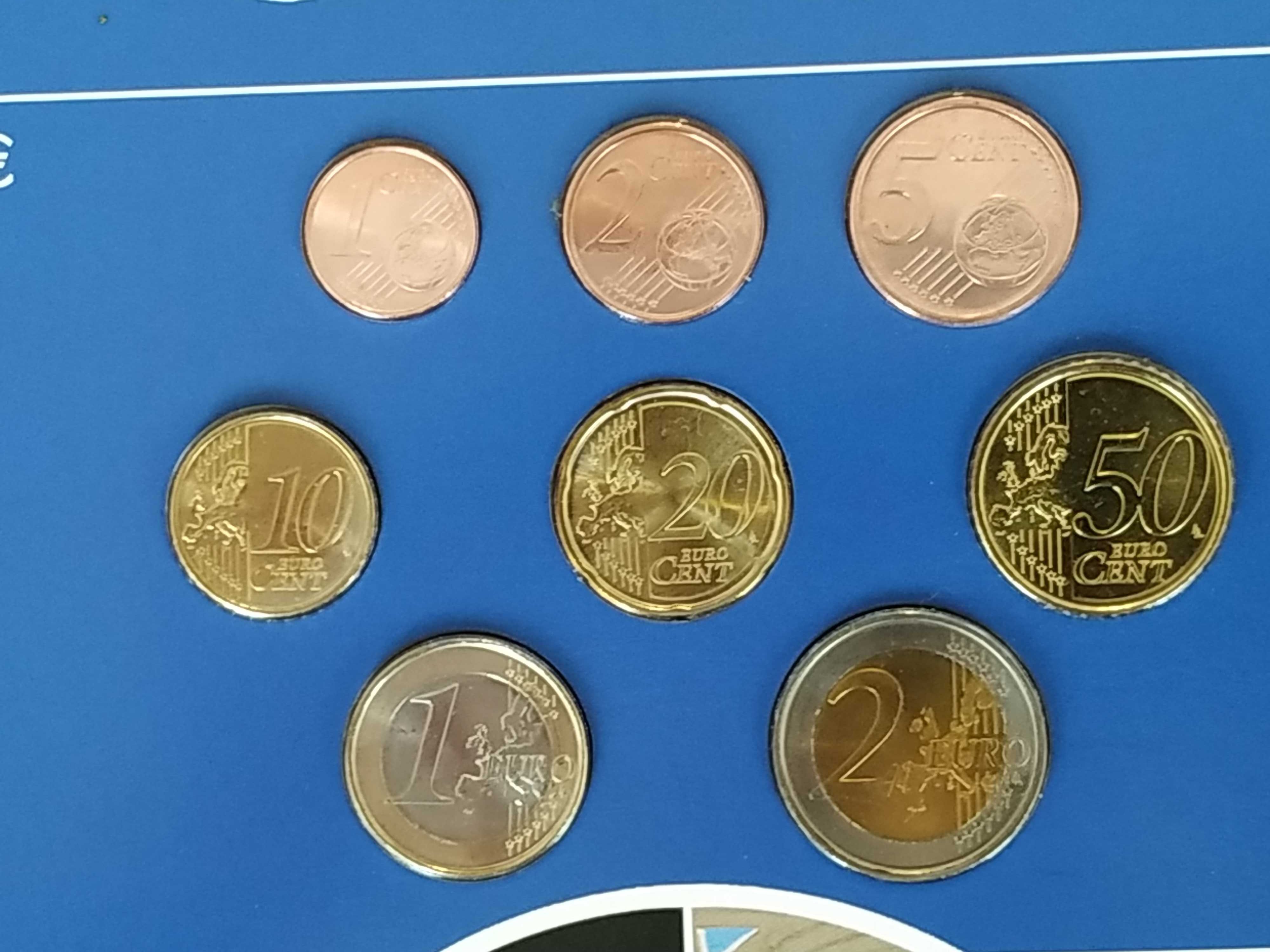 Euros - cartão com todas as moedas de euros de Portugal