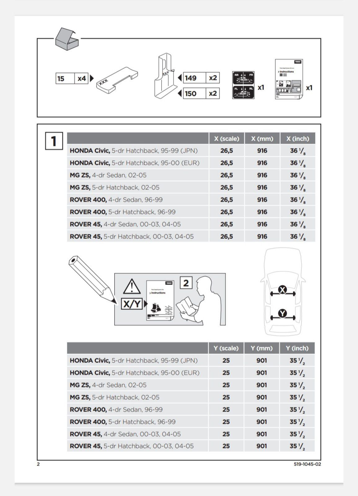 Багажник Thule для Honda Civic 6 покоління