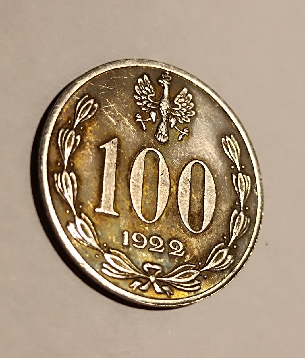 Moneta II RP. PRÓBA  100 marek 1922r. Józef Piłsudski