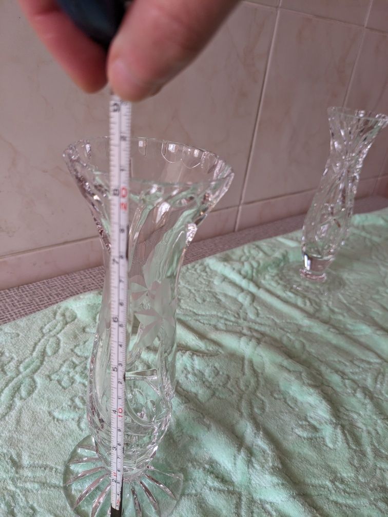 Kryształ wazon PRL szkło - ułamana podstawka