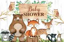 Balony baner tlo baby shower dekoracja zwierzatka 118x160 66szt balon