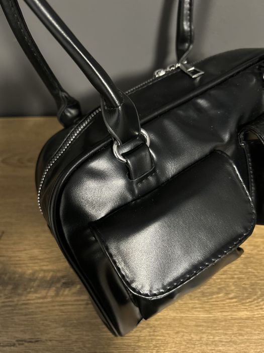 Сумка з довгими ручками, з накладними кишенями