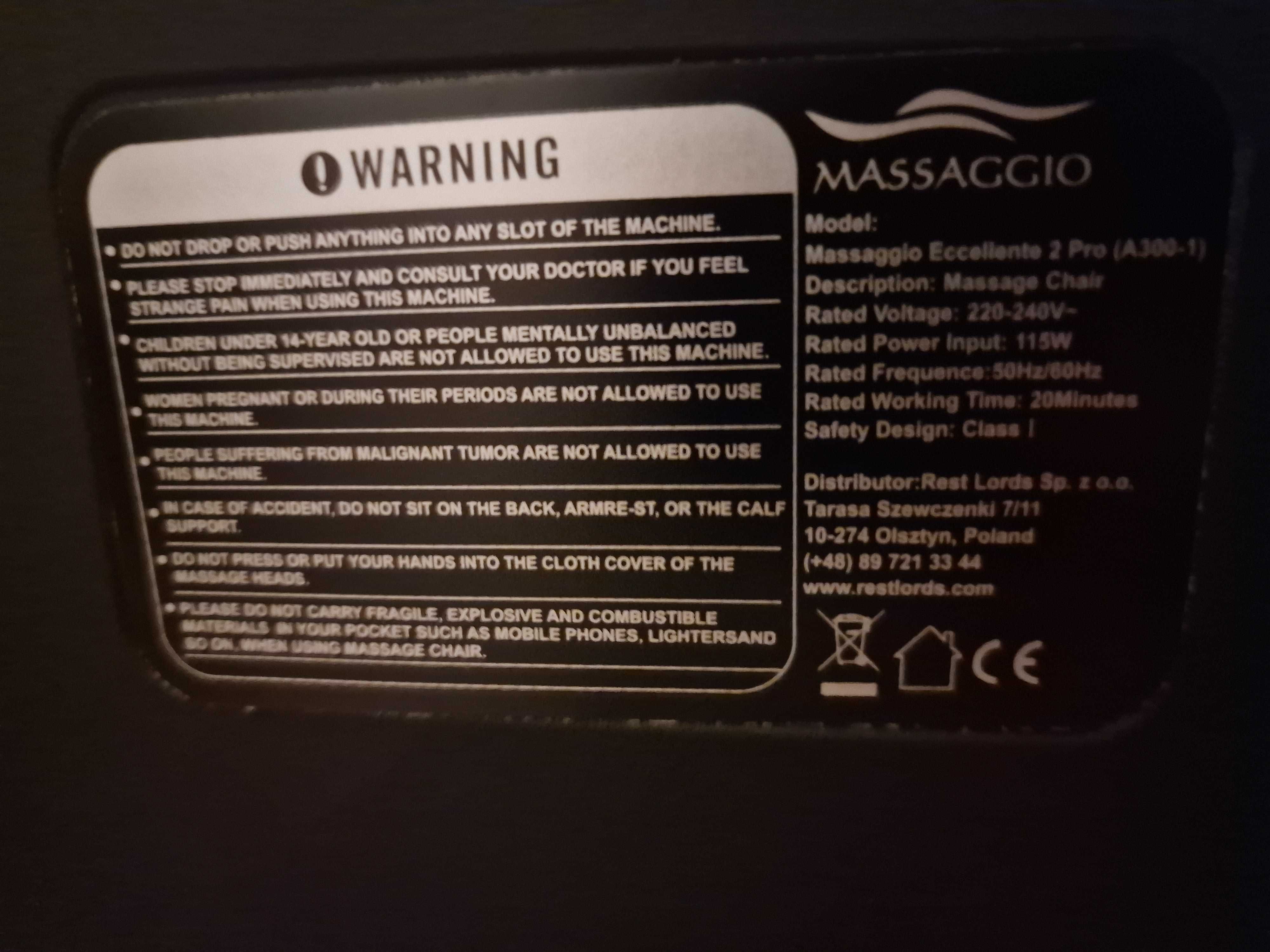 Fotel masujący Massaggio Eccellente 2 PRO