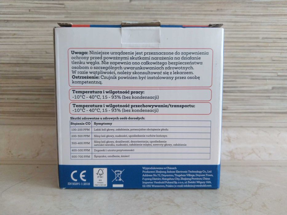 NOWY Czujnik Tlenku Węgla Czadu Alarm Atestowany JBE