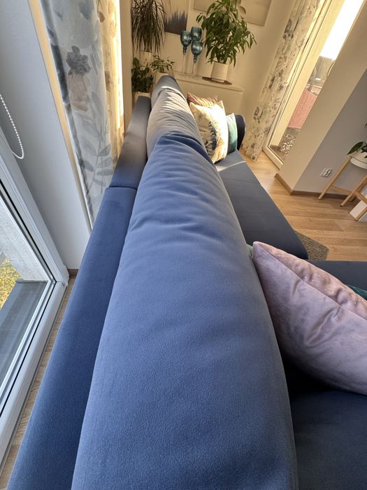 Granatowy narożnik z funkcją spania 160cm