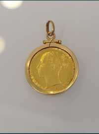 Libra em ouro de 22kt com aro de 19,2kt