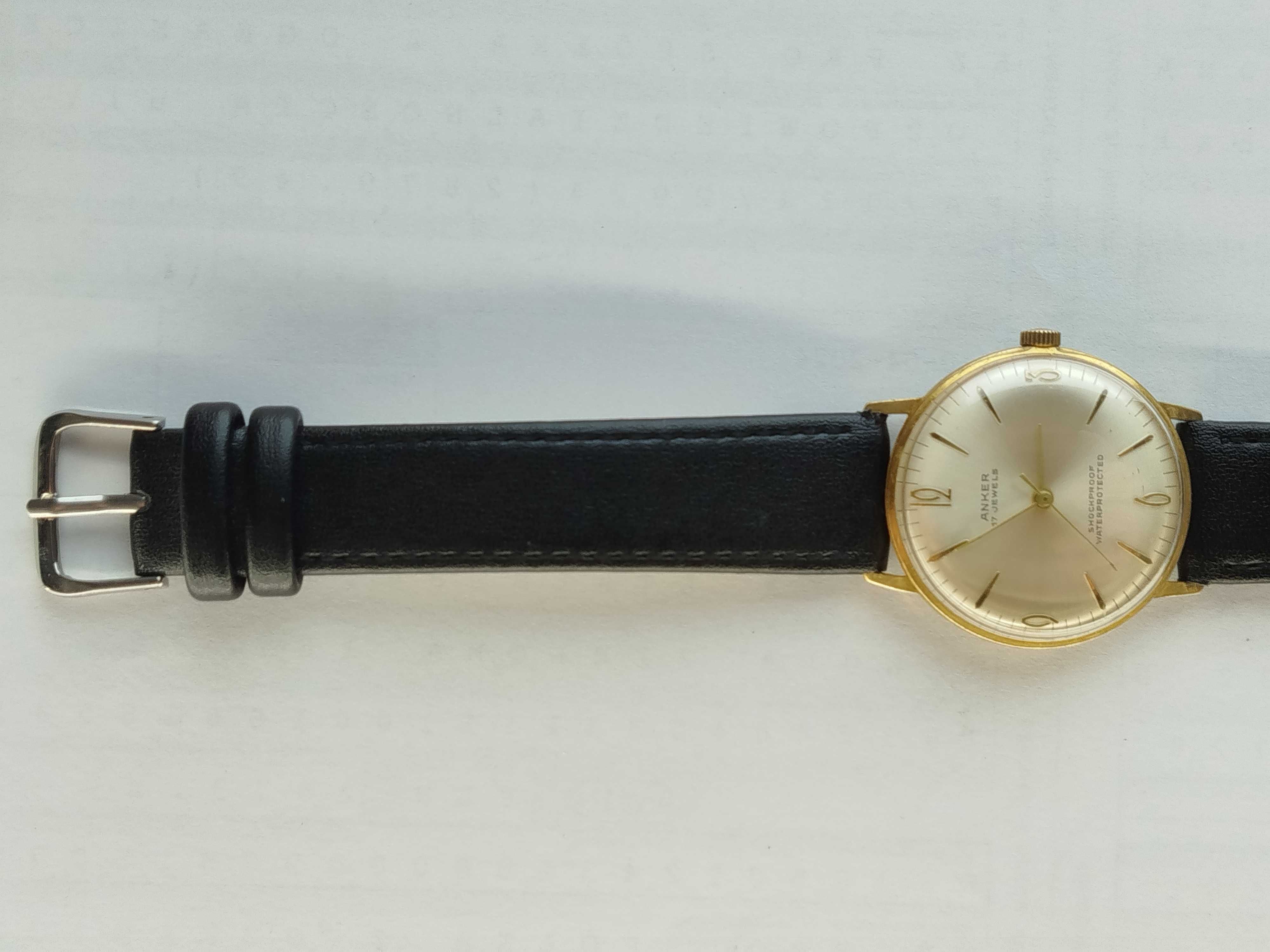 Zegarek na rękę Anker z paskiem skórzanym 17 jewels