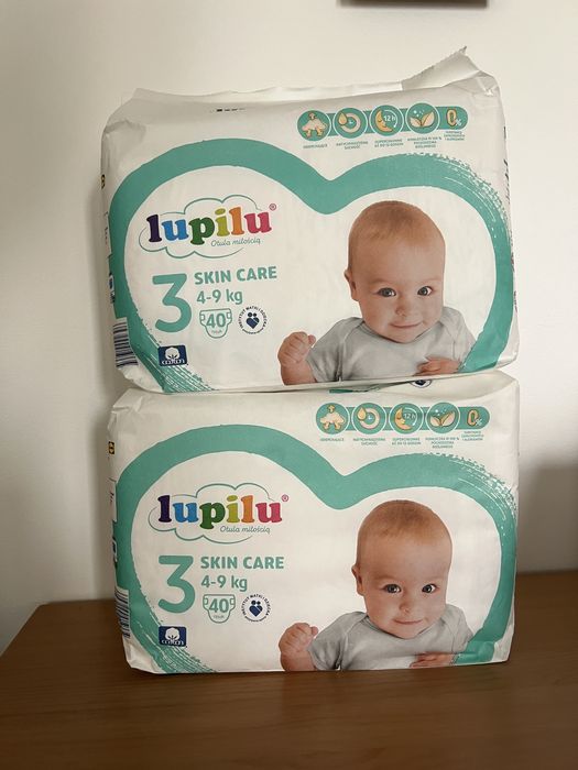 2 paczki pampersy pieluchy Lupilu Skin Care 3 hipoalergiczne