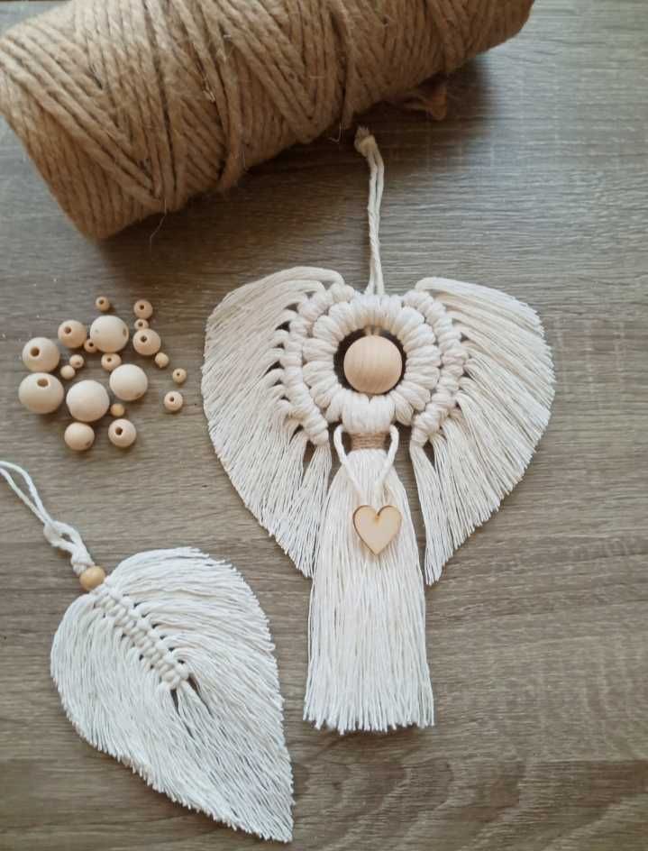 Anioł makrama komunia chrzest urodziny handmade prezent dekoracja Boho