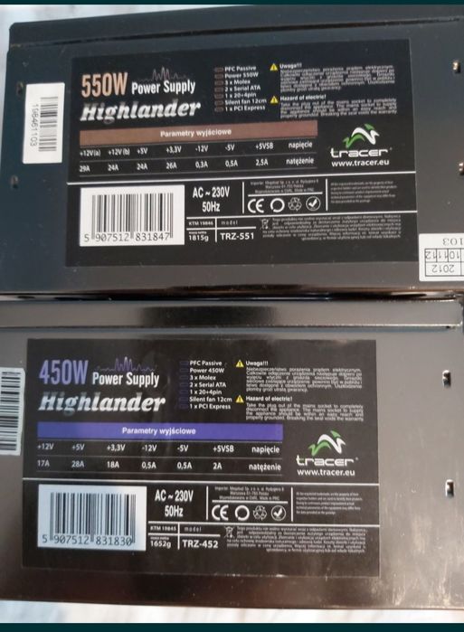 Części PC zasilacze, procesory, dyski, monitory