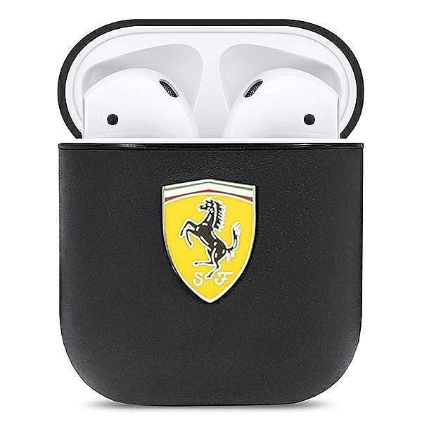 Etui Ferrari On Track Leather na AirPods 1/2 - czarne