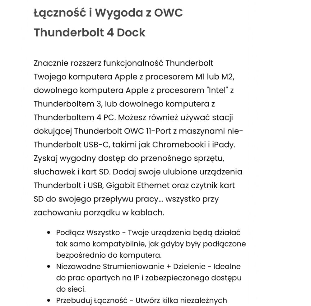 OWC Thunderbolt 4 Dock MacBook Pro HUB nowy!