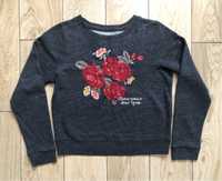 Szary sweter z kwiatami Abercrombie & Fitch L