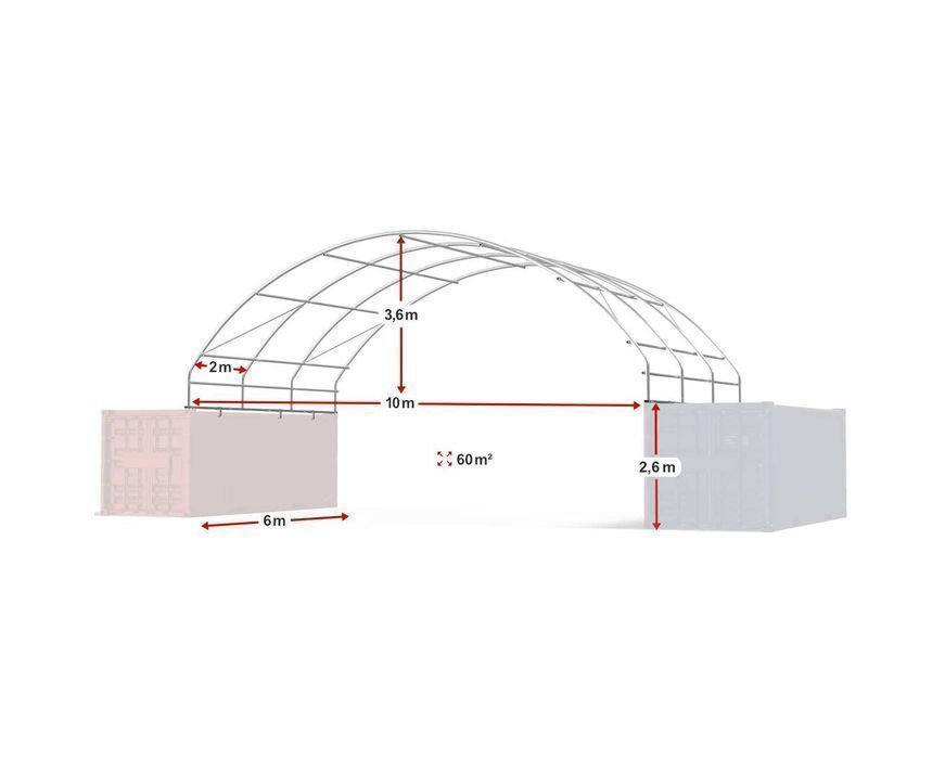 Namiot ZADASZENIE do kontenerów 2x WEJŚCIE 10x6m