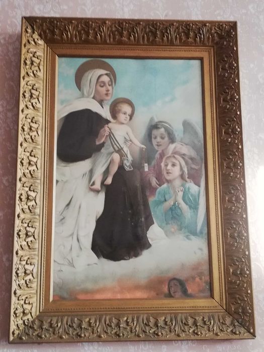 Stary obraz Matka Boska Szkaplerzna przedwojenny rarytas