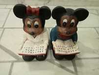 Minnie e Mickey em madeira