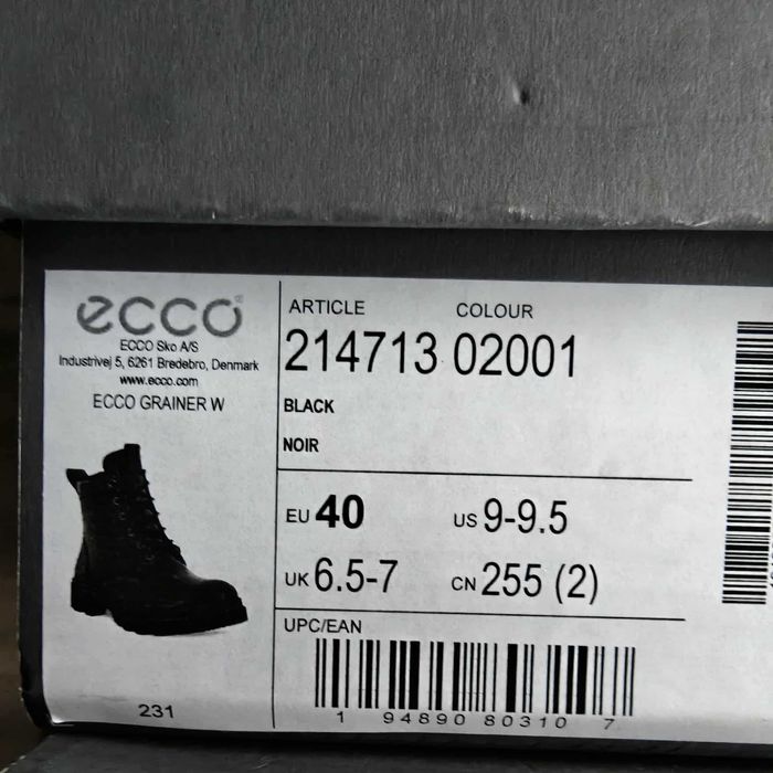 Ecco Grainer damskie botki trapery nubuk czarne 40