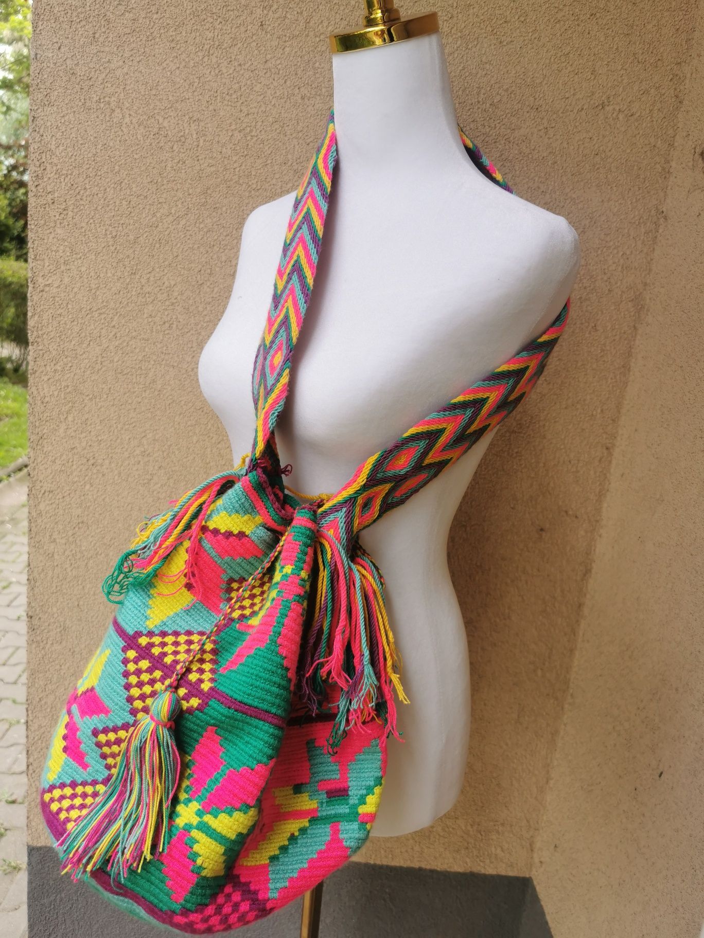 Worek torebka Wayuu z Kolumbii pleciona ręcznie boho nowa
