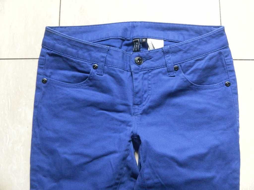 Niebieskie spodnie rurki eko skóra BonPrix 32,XXS/34,XS