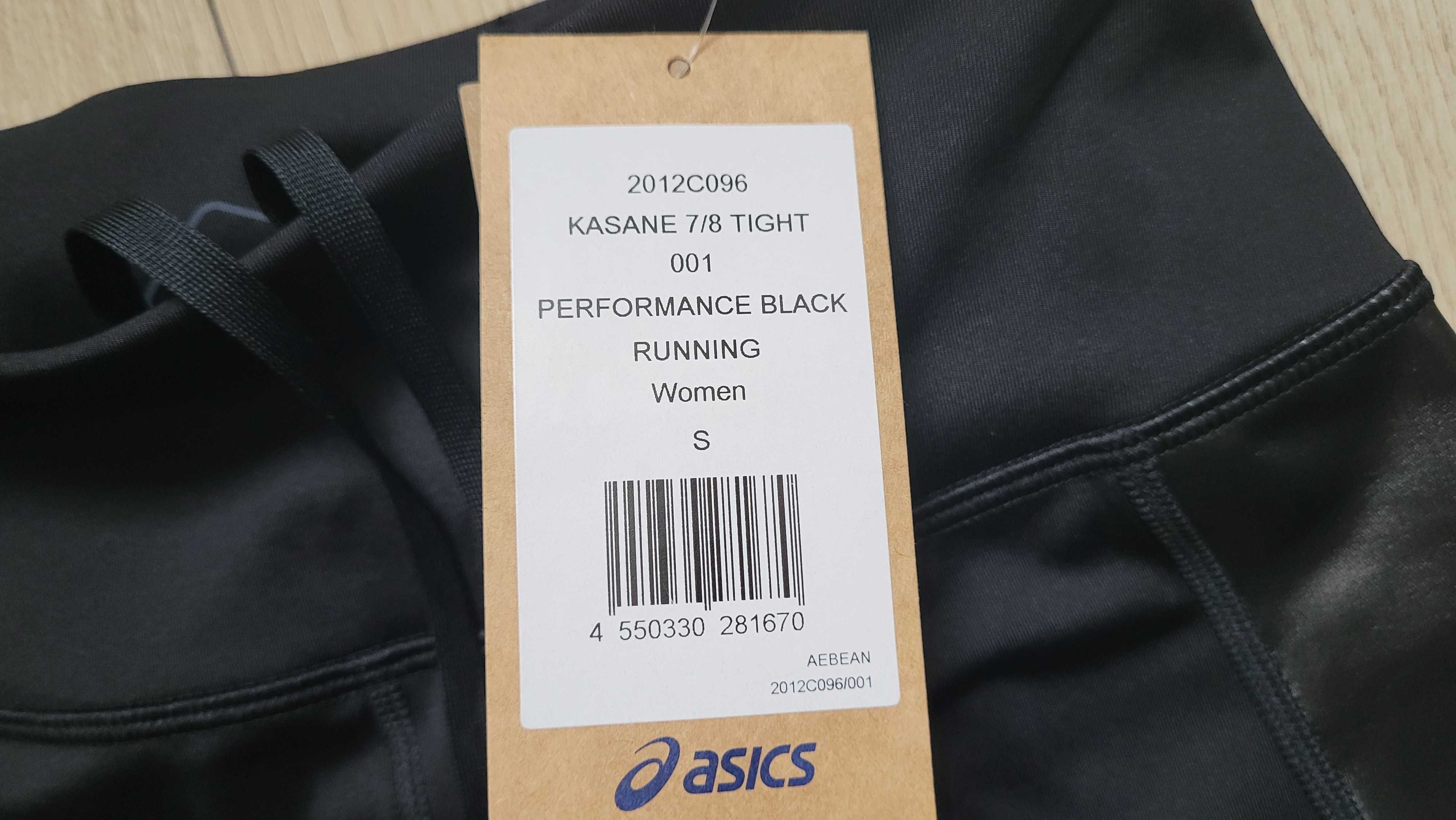 Asics kasane 7/8 tight performance black running legginsy getry s,xs
