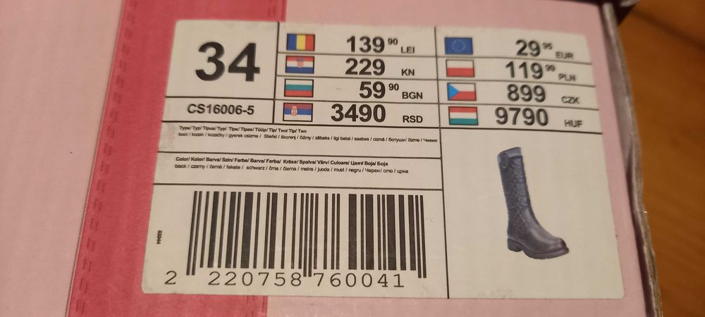 Kozaki dziewczęce dla dziewczynki 34