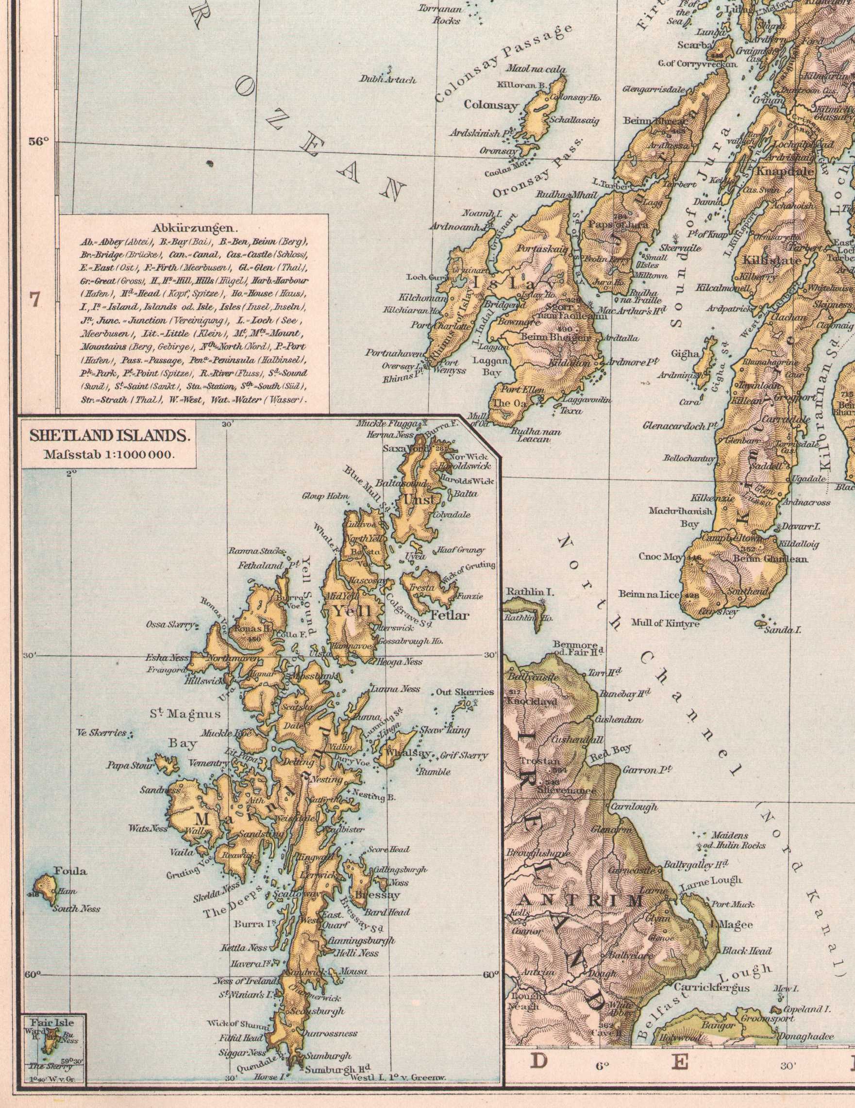 Szkocja. Efektowna mapa 1893 r. Autentyk