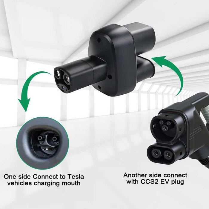 Перехідник адаптер Tesla швидкісна зарядка CCS2 Type2 - NACS Тесла