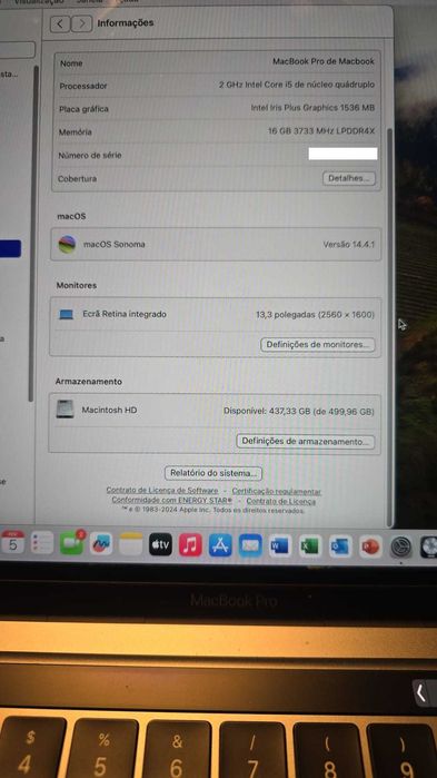 Apple MacBook Pro Intel Core i5/16Gb/512GB SSD/13.3" Cinzento Sideral