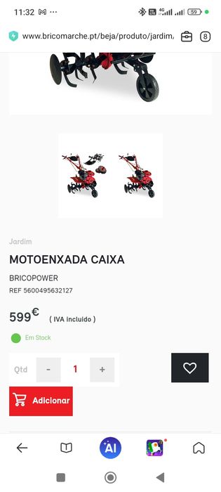 Motoenxada Bricoferr BFW50030 Nova