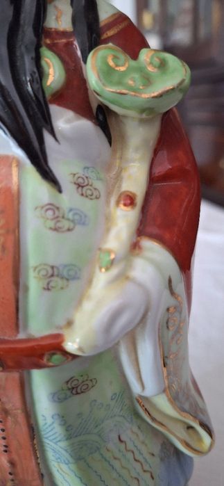 Estatueta de porcelana chinesa "Lu" deus da prosperidade antiga 23 cm