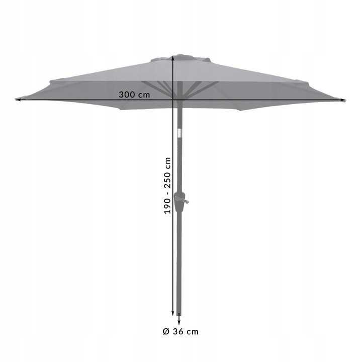 PARASOL OGRODOWY Pochylny 300cm - Pokrowiec AŻ 3 KOLORY do wyboru Nowy