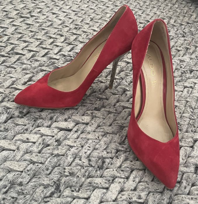 Aldo, piękne skórzane szpilki. 39, czerwone
