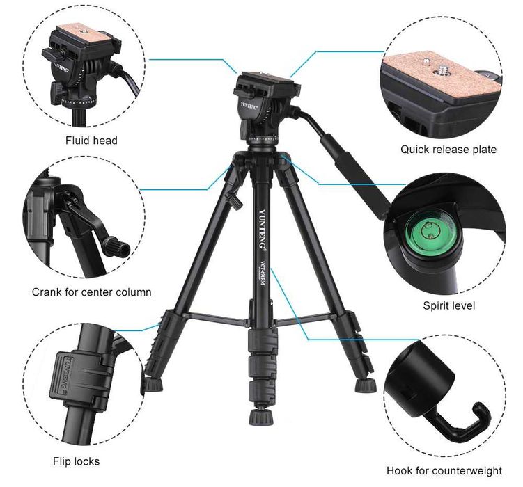 Фото видео штатив Yunteng VCT-691 для съемки трипод tripod лучш Velbon