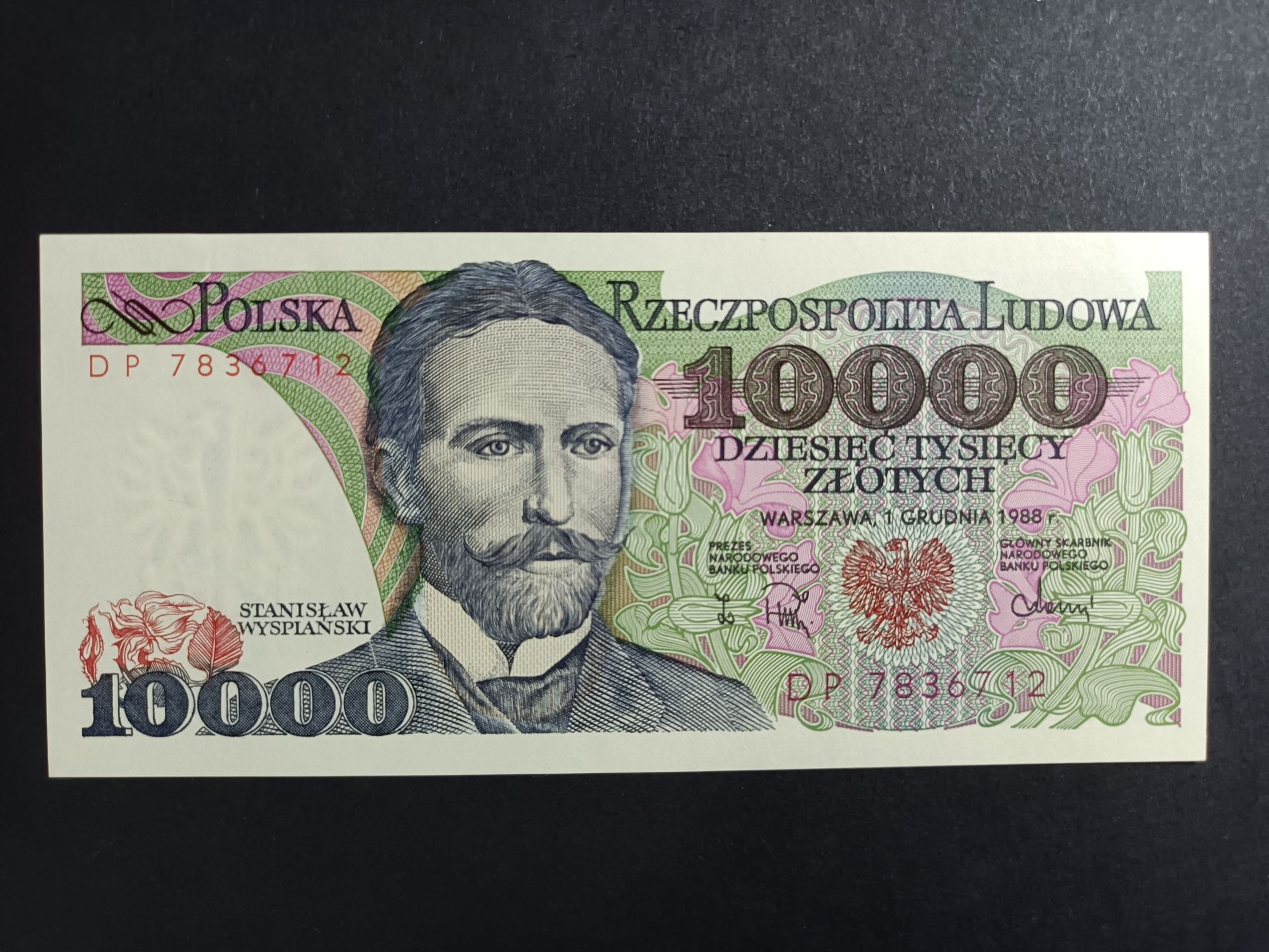 Banknot kolekcjonerski PRL 10 000 zł 1988 r. seria DP stan UNC