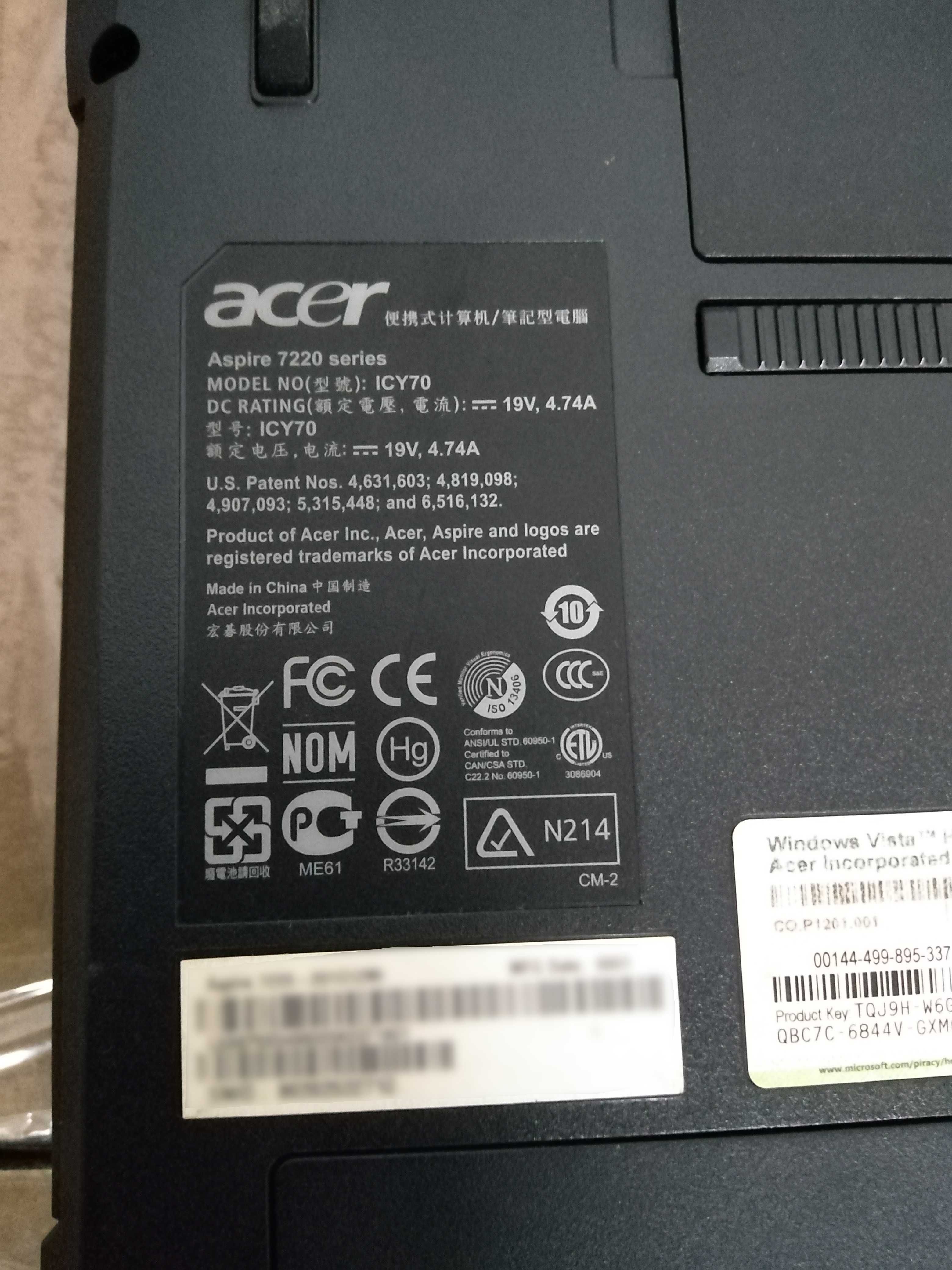 Computador Portátil Acer 7220