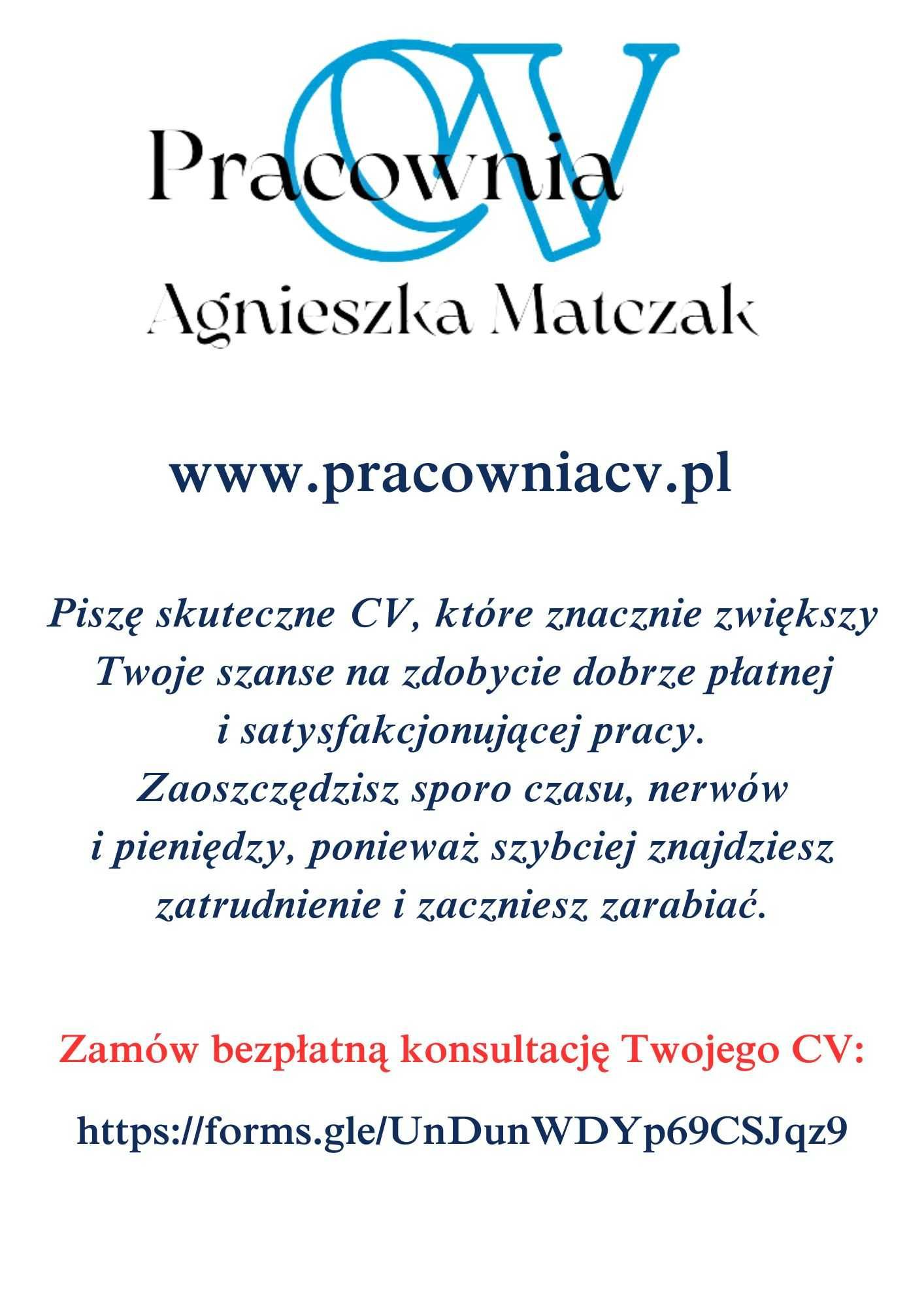 Pisanie CV/cała Polska/zapłata po/4 gwarancje/bezpłatna konsultacja