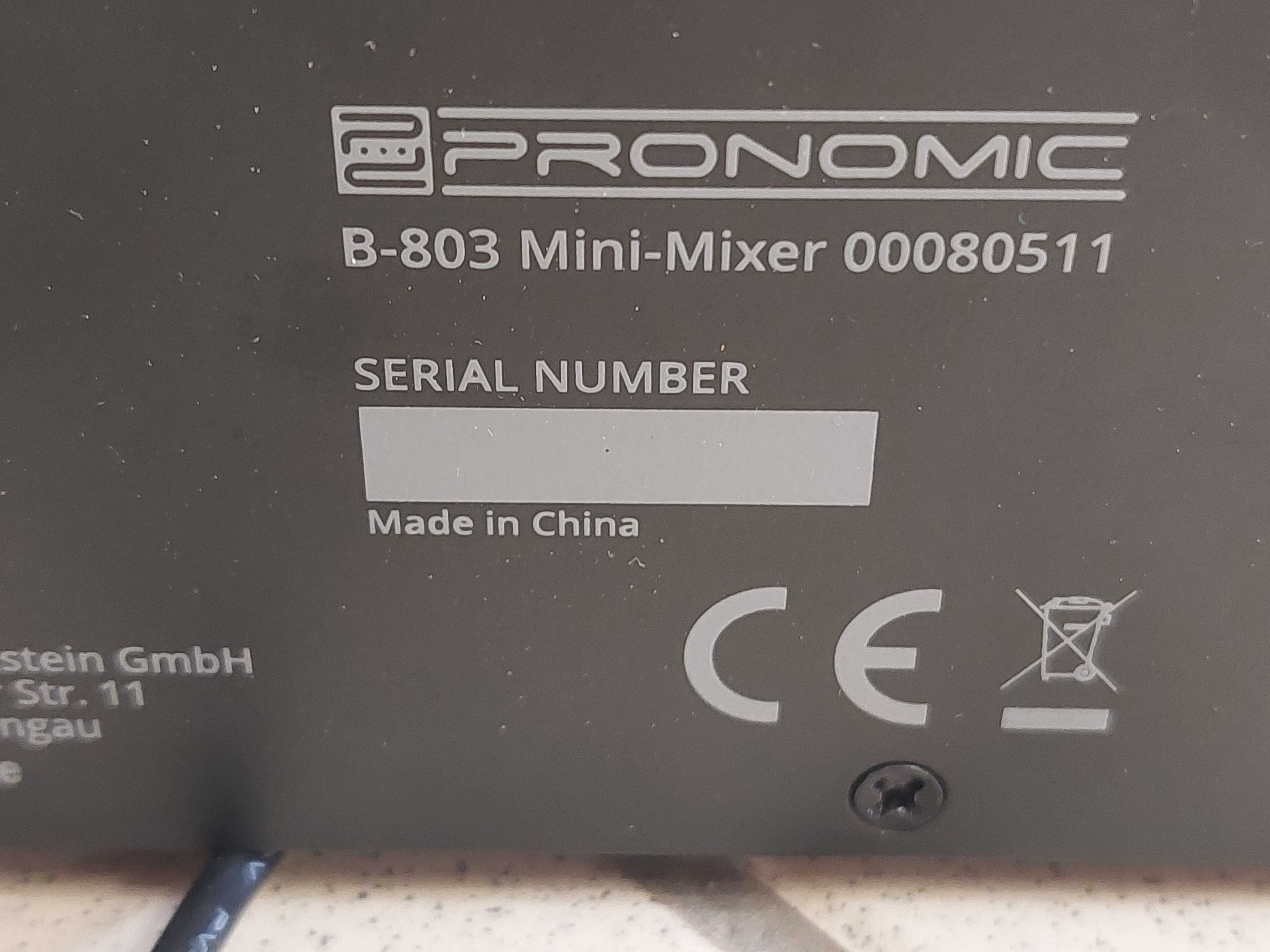 Mini mikser z Bluetooth i nagrywaniem USB Pronomic B-803 z defektem