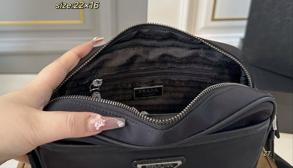PRADA сумка мужская через плечо черная тканевая оригинал