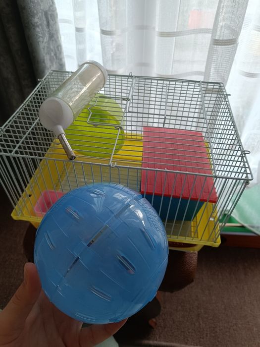 Продам клетку хомяку ( джонгарик) с шаром для бега бу