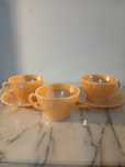 Conjunto vintage de chavenas Anchor Hocking Fireking Milk Glass