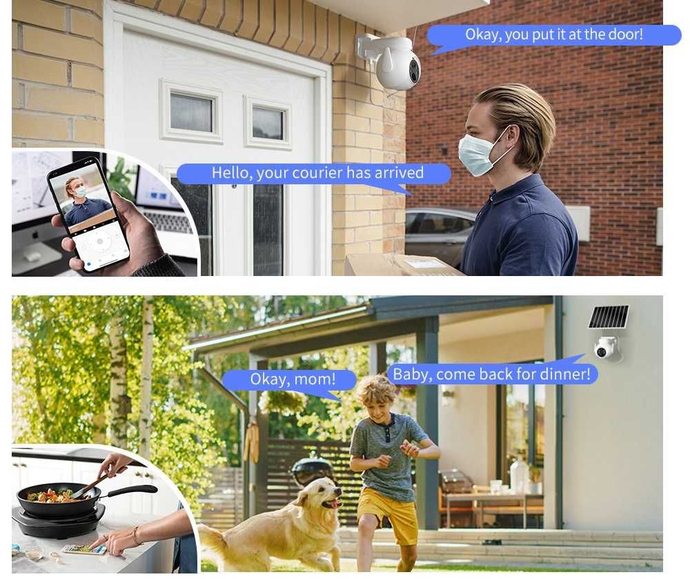 Kamera Zewnętrzna XO WiFi Obrotowa Solarna 360° 2K Tryb Nocny Z Głosem