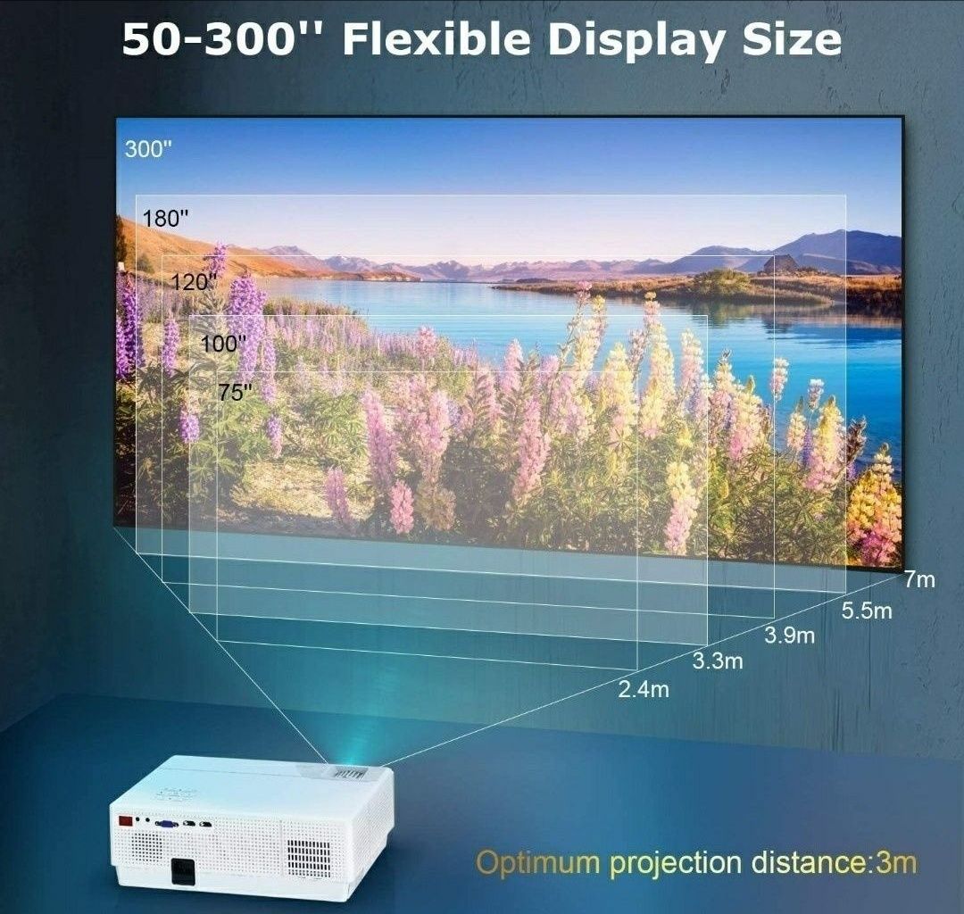 Projetor led 9000 lumens + Nativa 1080P + Keystone 4D / Novos