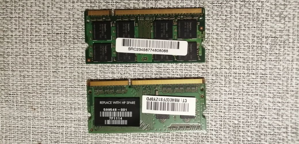 Pamięć Ram hynix 1GB 2Rx8 lub Samsung 1GB 1Rx8 PC3 10600S-09-10-ZZZ