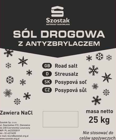 Sól drogowa gruboziarnista workowana worki 25 kg