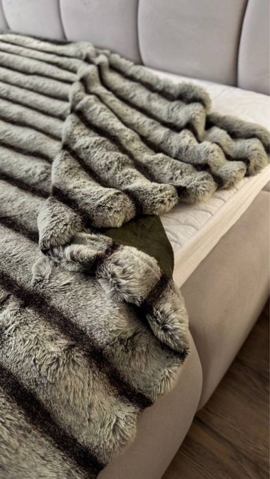 Акція 3 дні!Шикарное Покривало плед Королівська Шиншила кролик смужка