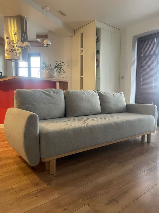 Kanapa rozkładana sofa siwa szara beż z funkcją spania ikea grunnarp