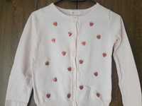 Sweterek H&M 122/128 różowy w truskawki 6-8 lat