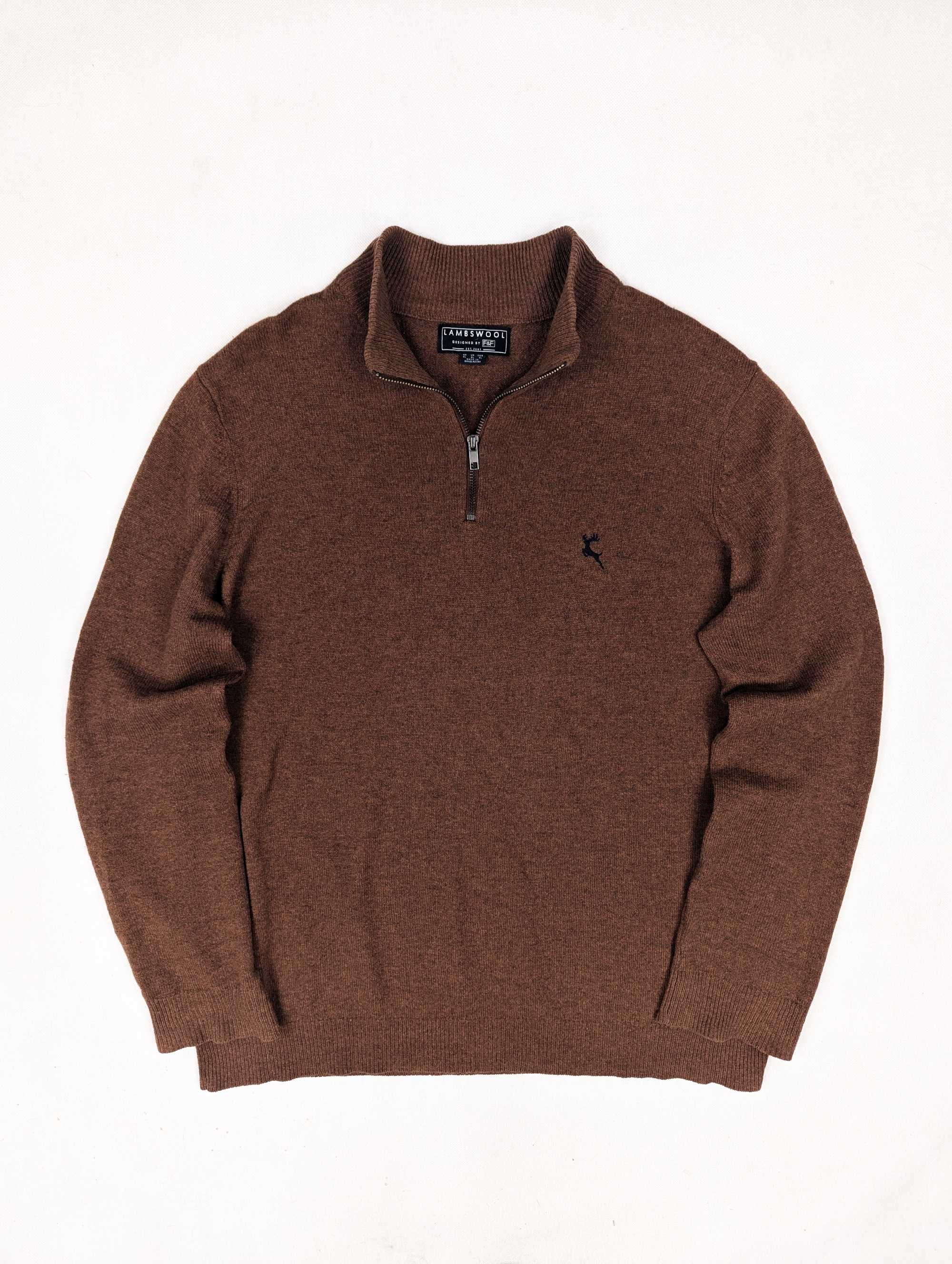 F&F brązowy sweter 100% wełna jagnięca XL